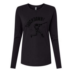 Touchdown Baseball Funny Football Joke Gift Baseball Shirt Baseball Lover Tee Womens Cotton Relaxed Long Sleeve T-Shirt