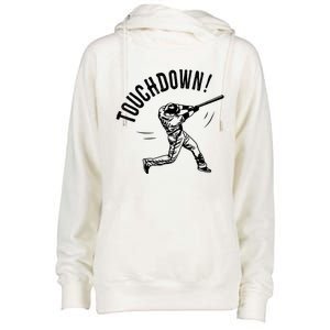 Touchdown Baseball Funny Football Joke Gift Baseball Shirt Baseball Lover Tee Womens Funnel Neck Pullover Hood