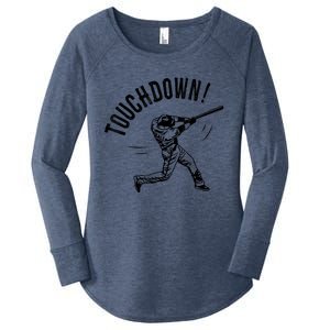 Touchdown Baseball Funny Football Joke Gift Baseball Shirt Baseball Lover Tee Women's Perfect Tri Tunic Long Sleeve Shirt