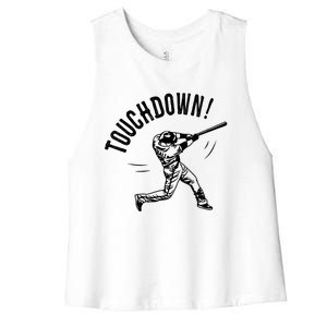 Touchdown Baseball Funny Football Joke Gift Baseball Shirt Baseball Lover Tee Women's Racerback Cropped Tank