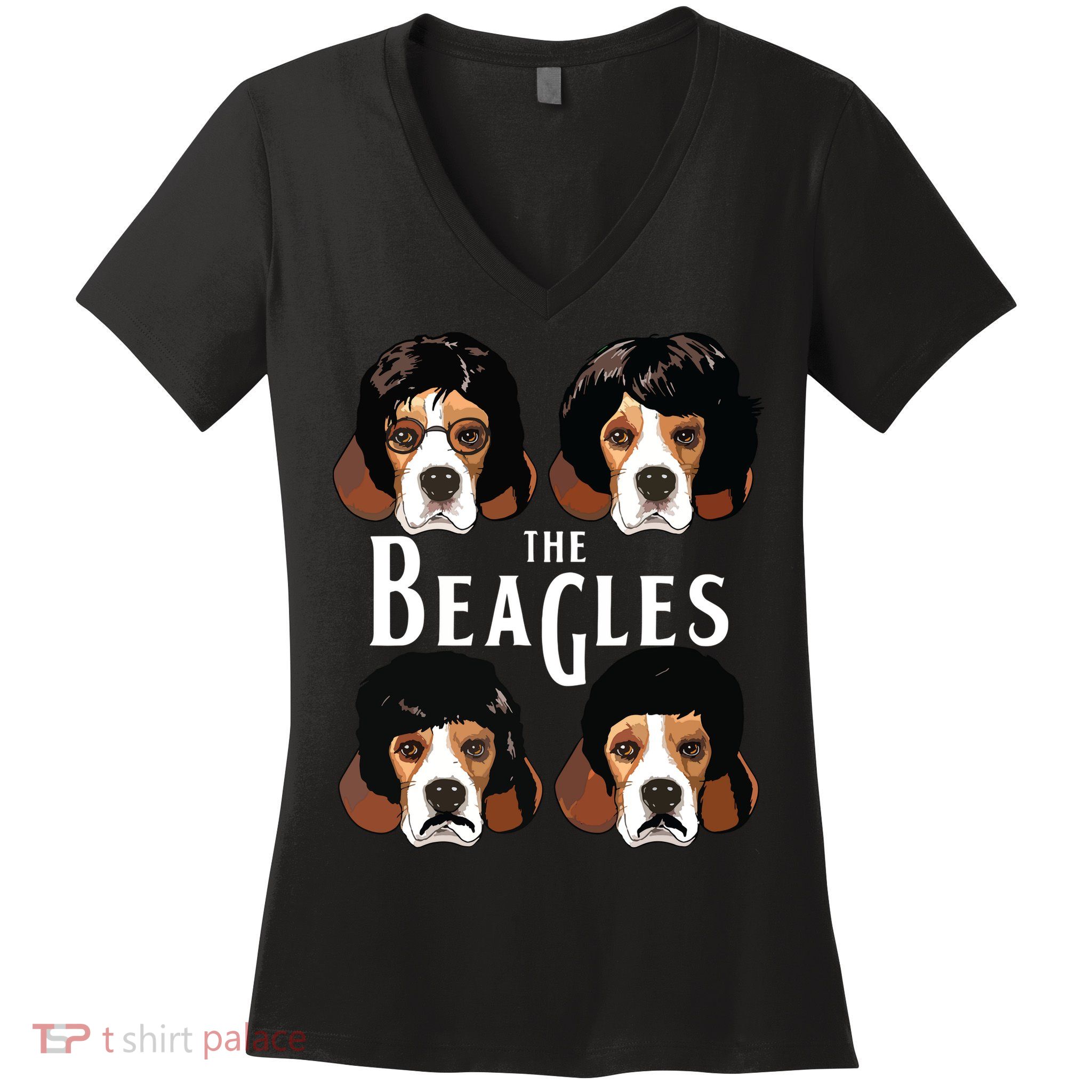 The Beagles Funny Beagle Lovers Women's V-Neck T-Shirt