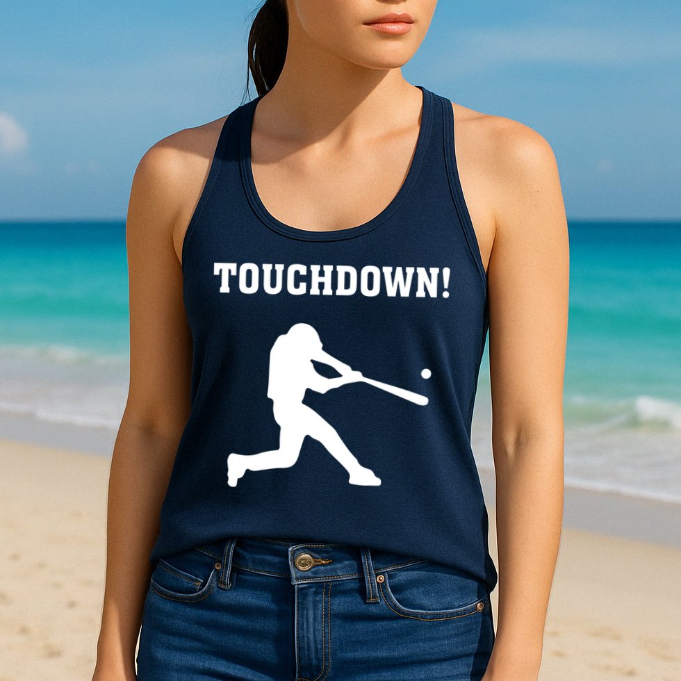 Touchdown Baseball - Funny Baseball Football Sports Womens Tank Top
