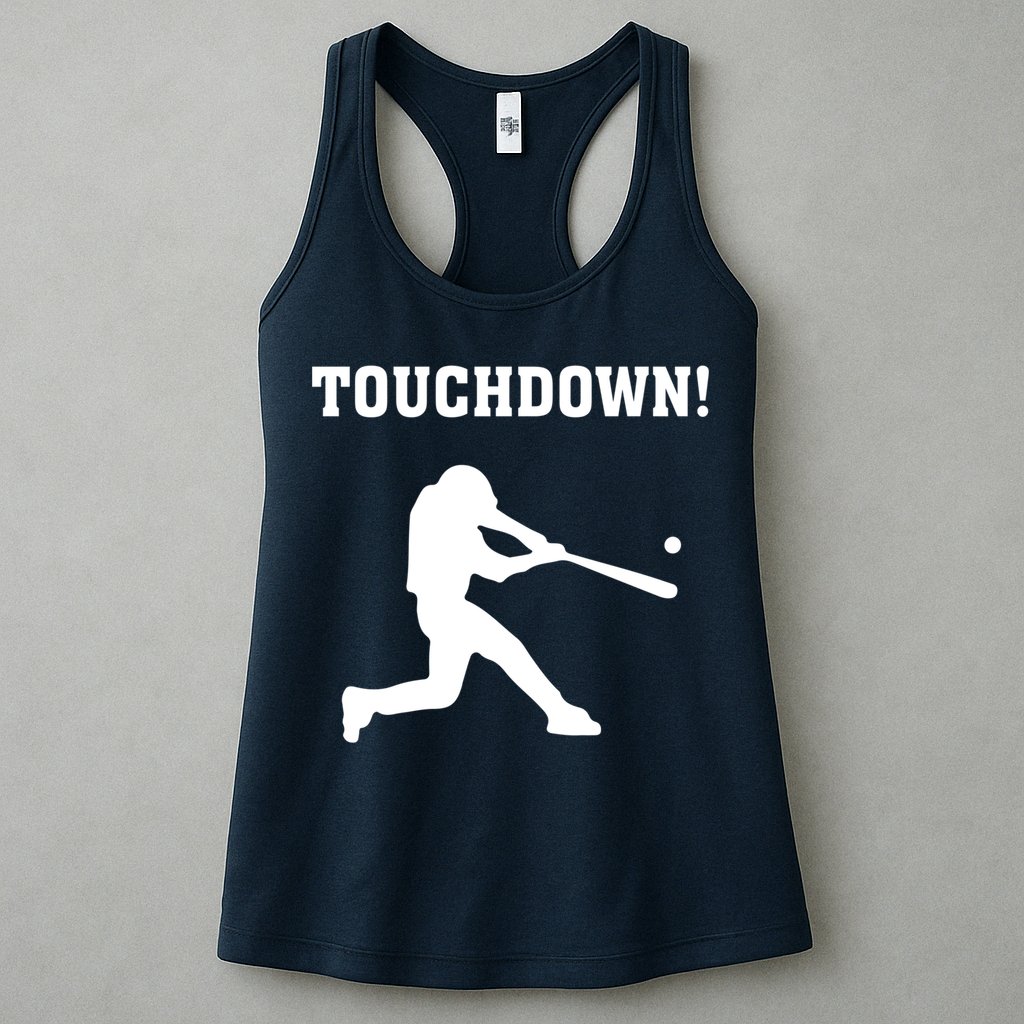 Touchdown Baseball - Funny Baseball Football Sports Womens Tank Top