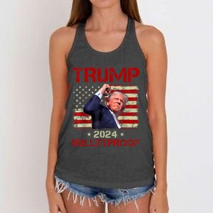 Trump Bulletproof Funny Donald Trump 2024 Women's Knotted Racerback Tank