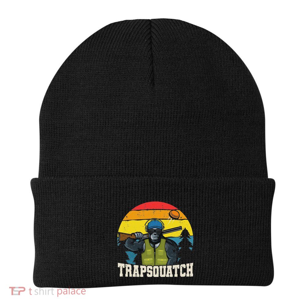 Trapsquatch Bigfoot Funny Sasquatch Clay Trap Shooting Knit Cap Winter Beanie