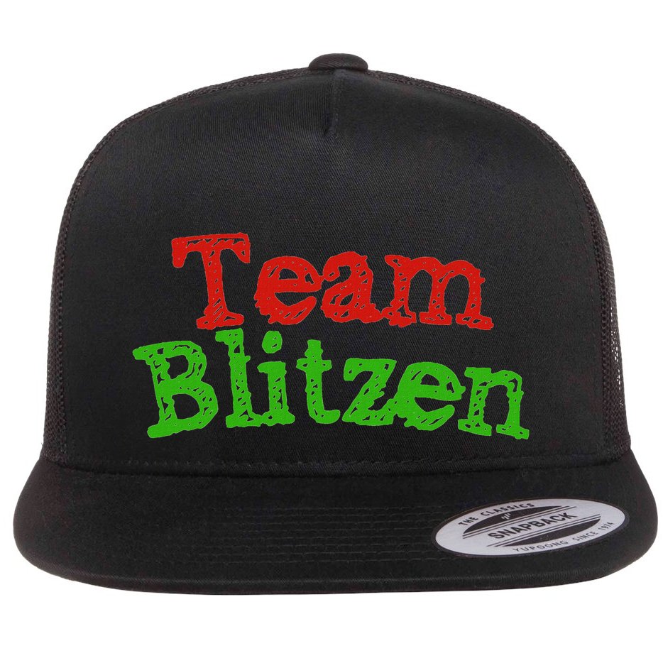 Team Blitzen Funny Reindeer Graphic Gift Flat Bill Trucker Hat