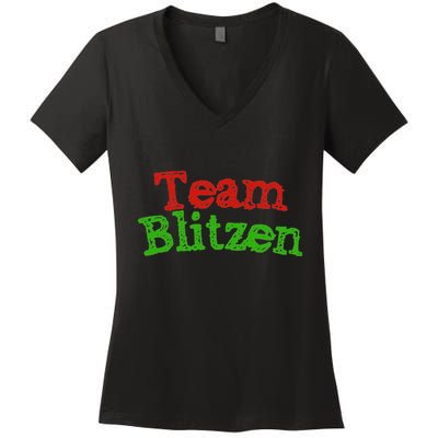 Team Blitzen Funny Reindeer Graphic Gift Women's V-Neck T-Shirt