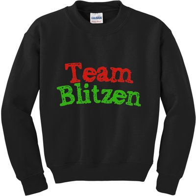 Team Blitzen Funny Reindeer Graphic Gift Kids Sweatshirt