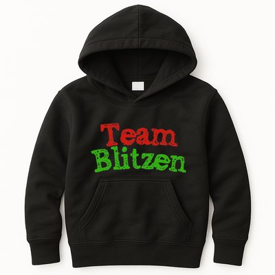 Team Blitzen Funny Reindeer Graphic Gift Kids Hoodie