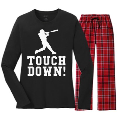 Touchdown Baseball Football Sports Gift Women's Long Sleeve Flannel Pajama Set 