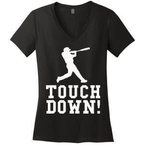 Touchdown Baseball Football Sports Gift Women's V-Neck T-Shirt