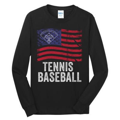 Tennis Baseball, Funny Tennis Baseball, Fun Game For All Ages, Perfect Outdoor F Tall Long Sleeve T-Shirt