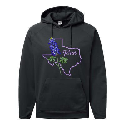 Texas Bluebonnet Flower Performance Fleece Hoodie