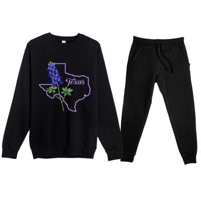 Texas Bluebonnet Flower Premium Crewneck Sweatsuit Set