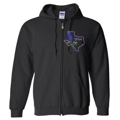 Texas Bluebonnet Flower Full Zip Hoodie