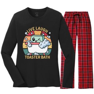 Toaster Bath Funny Retro Live Laugh Toaster Bath Women's Long Sleeve Flannel Pajama Set 