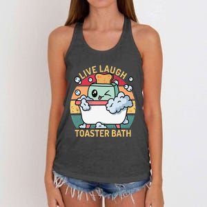 Toaster Bath Funny Retro Live Laugh Toaster Bath Women's Knotted Racerback Tank