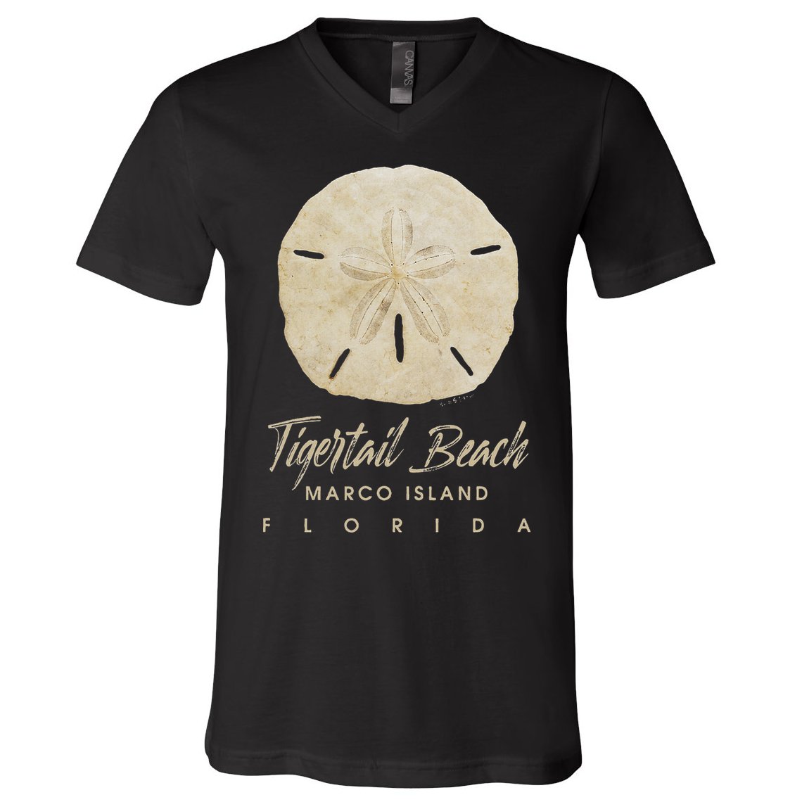 Tigertail Beach Florida Shelling Gift Souvenir Sand Dollar V-Neck T-Shirt