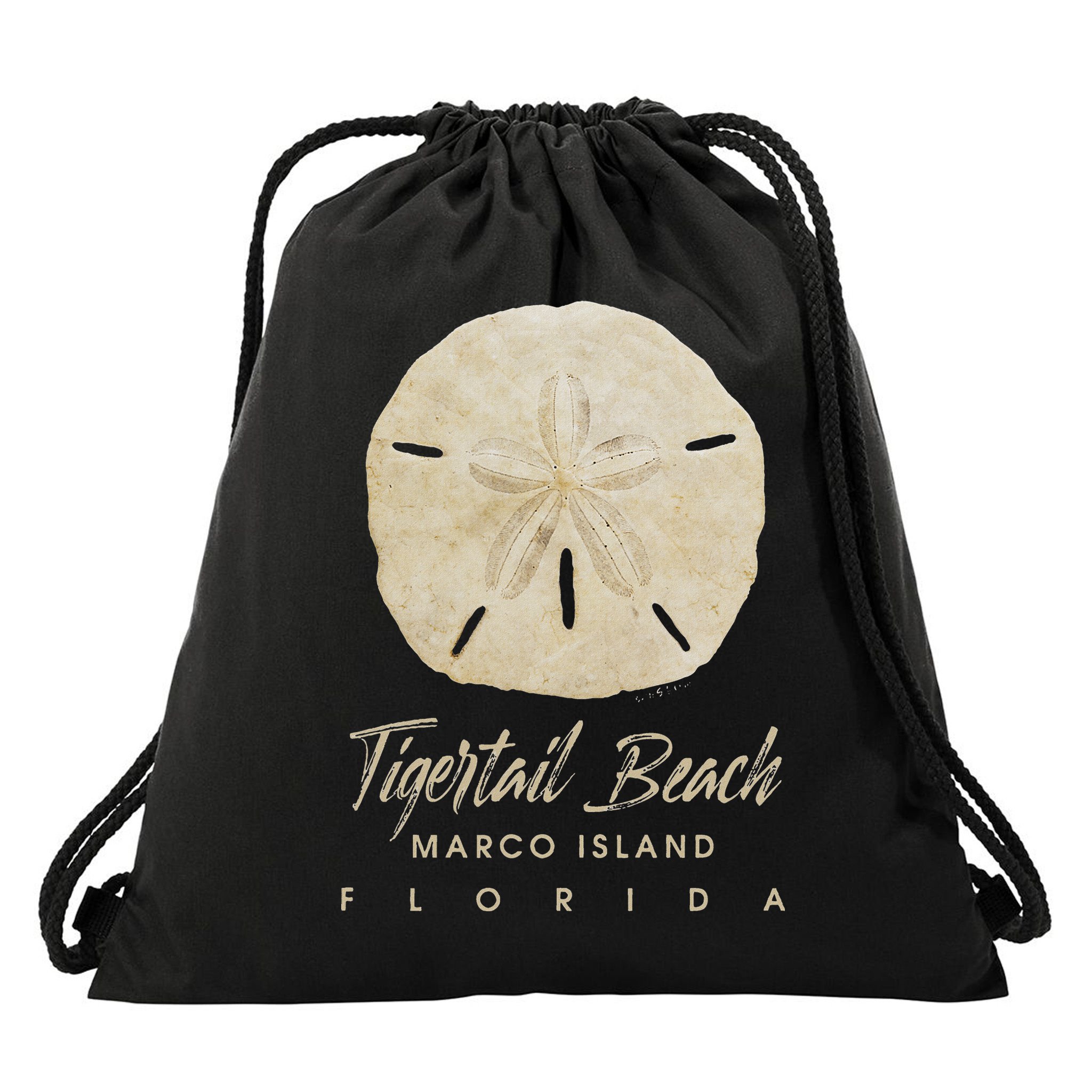 Tigertail Beach Florida Shelling Gift Souvenir Sand Dollar Drawstring Bag