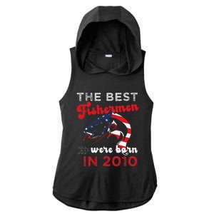 The Best Fishermen Were Born In 2010 Fun 12 Birthday Fishing Ladies PosiCharge Tri-Blend Wicking Draft Hoodie Tank