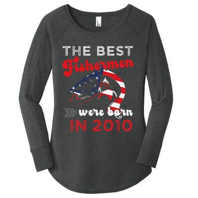 The Best Fishermen Were Born In 2010 Fun 12 Birthday Fishing Women's Perfect Tri Tunic Long Sleeve Shirt