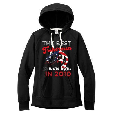 The Best Fishermen Were Born In 2010 Fun 12 Birthday Fishing Women's Fleece Hoodie