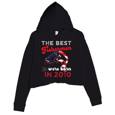 The Best Fishermen Were Born In 2010 Fun 12 Birthday Fishing Crop Fleece Hoodie