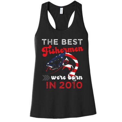 The Best Fishermen Were Born In 2010 Fun 12 Birthday Fishing Women's Racerback Tank