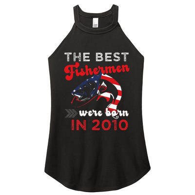 The Best Fishermen Were Born In 2010 Fun 12 Birthday Fishing Women's Perfect Tri Rocker Tank