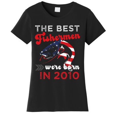 The Best Fishermen Were Born In 2010 Fun 12 Birthday Fishing Women's T-Shirt