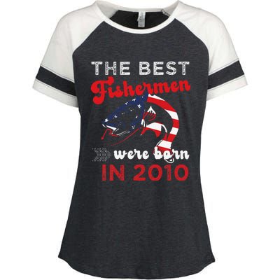 The Best Fishermen Were Born In 2010 Fun 12 Birthday Fishing Enza Ladies Jersey Colorblock Tee