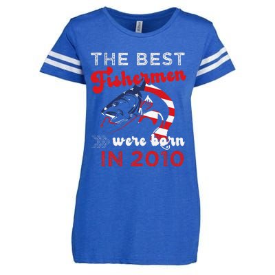 The Best Fishermen Were Born In 2010 Fun 12 Birthday Fishing Enza Ladies Jersey Football T-Shirt