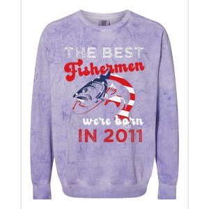 The Best Fishermen Were Born In 2011 Fun 11 Birthday Fishing Colorblast Crewneck Sweatshirt