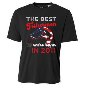 The Best Fishermen Were Born In 2011 Fun 11 Birthday Fishing Cooling Performance Crew T-Shirt