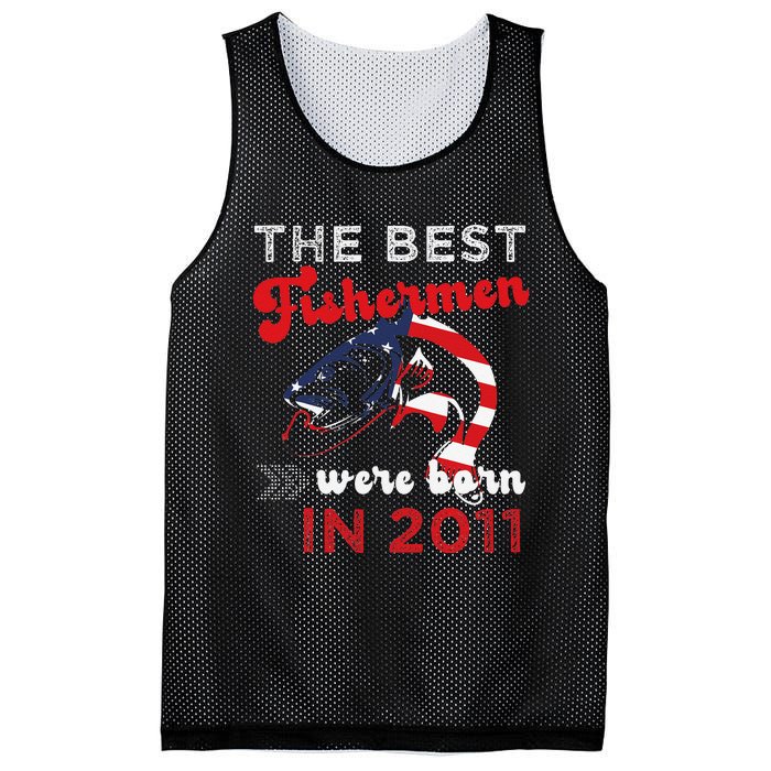 The Best Fishermen Were Born In 2011 Fun 11 Birthday Fishing Mesh Reversible Basketball Jersey Tank