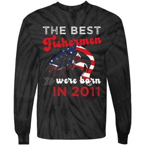 The Best Fishermen Were Born In 2011 Fun 11 Birthday Fishing Tie-Dye Long Sleeve Shirt