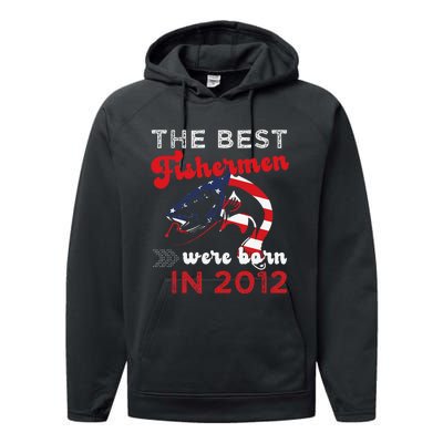 The Best Fishermen Were Born In 2012 Fun 10 Birthday Fishing Performance Fleece Hoodie