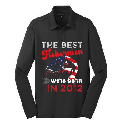 The Best Fishermen Were Born In 2012 Fun 10 Birthday Fishing Silk Touch Performance Long Sleeve Polo