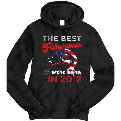 The Best Fishermen Were Born In 2012 Fun 10 Birthday Fishing Tie Dye Hoodie