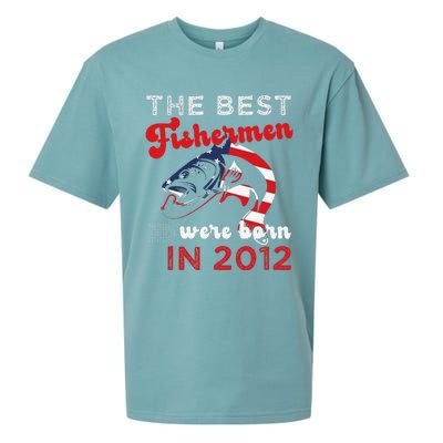 The Best Fishermen Were Born In 2012 Fun 10 Birthday Fishing Sueded Cloud Jersey T-Shirt