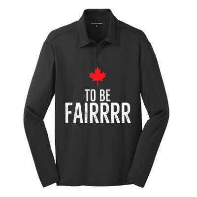 To Be Fairrrr Fair Canada Canadian Maple Leaf Letterkenny Silk Touch Performance Long Sleeve Polo