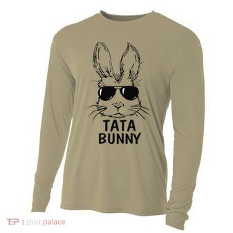 Tata Bunny Face With Sunglasses Easter Matching Family Cooling Performance Long Sleeve Crew