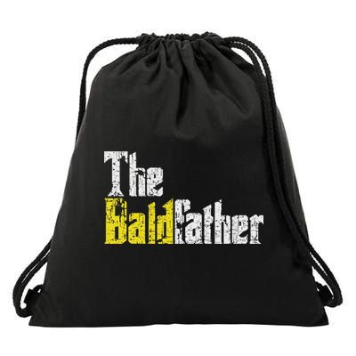 The Baldfather Funny Birthday For Bald Drawstring Bag
