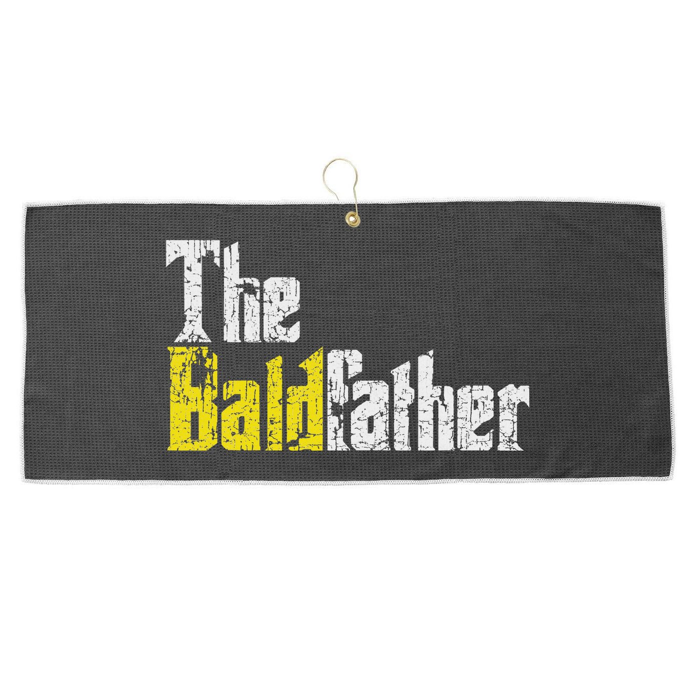 The Baldfather Funny Birthday For Bald Large Microfiber Waffle Golf Towel