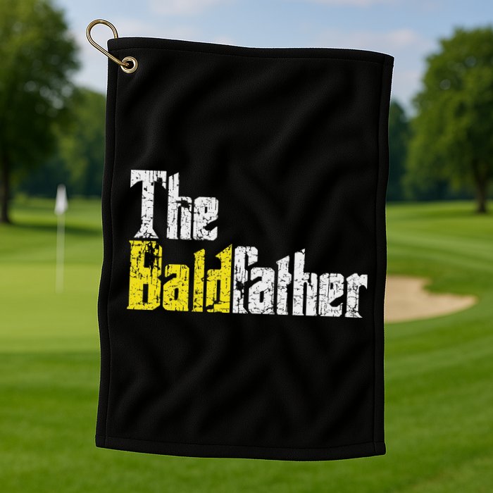 The Baldfather Funny Birthday For Bald Golf Towel