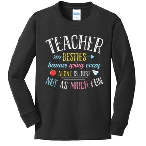 Teacher Besties Funny Teacher Kids Long Sleeve Shirt