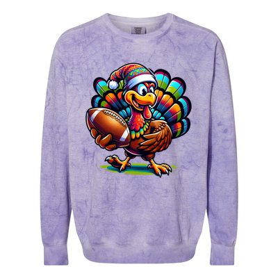 Turkey Bowl Family Football Game Thanksgiving Quarterback Gift Colorblast Crewneck Sweatshirt