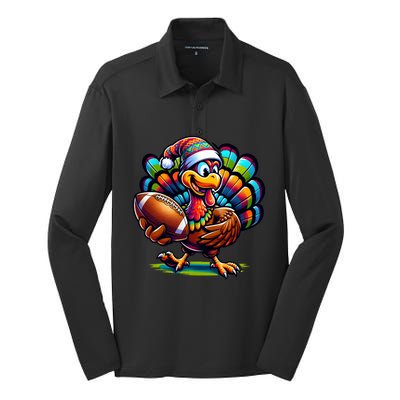 Turkey Bowl Family Football Game Thanksgiving Quarterback Gift Silk Touch Performance Long Sleeve Polo