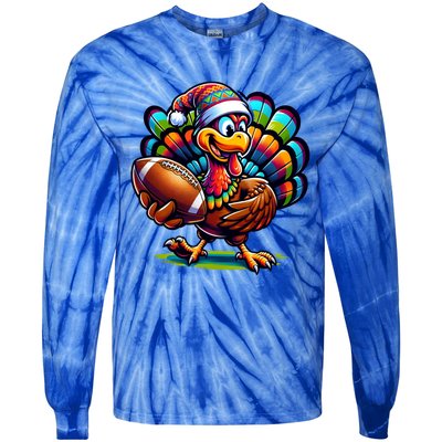 Turkey Bowl Family Football Game Thanksgiving Quarterback Gift Tie-Dye Long Sleeve Shirt