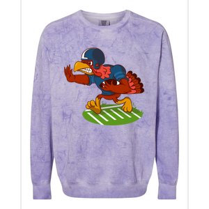 Turkey Bowl Football Player Family Thanksgiving Game Meme Gift Colorblast Crewneck Sweatshirt